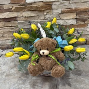Cesta Tulipan con peluche